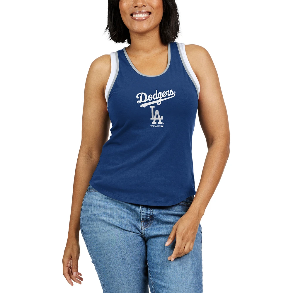 Women's WEAR by Erin Andrews Royal Los Angeles Dodgers Colorblock Racerback Tank Top