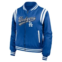 Women's WEAR by Erin Andrews Royal Los Angeles Dodgers Football Bomber Jacket