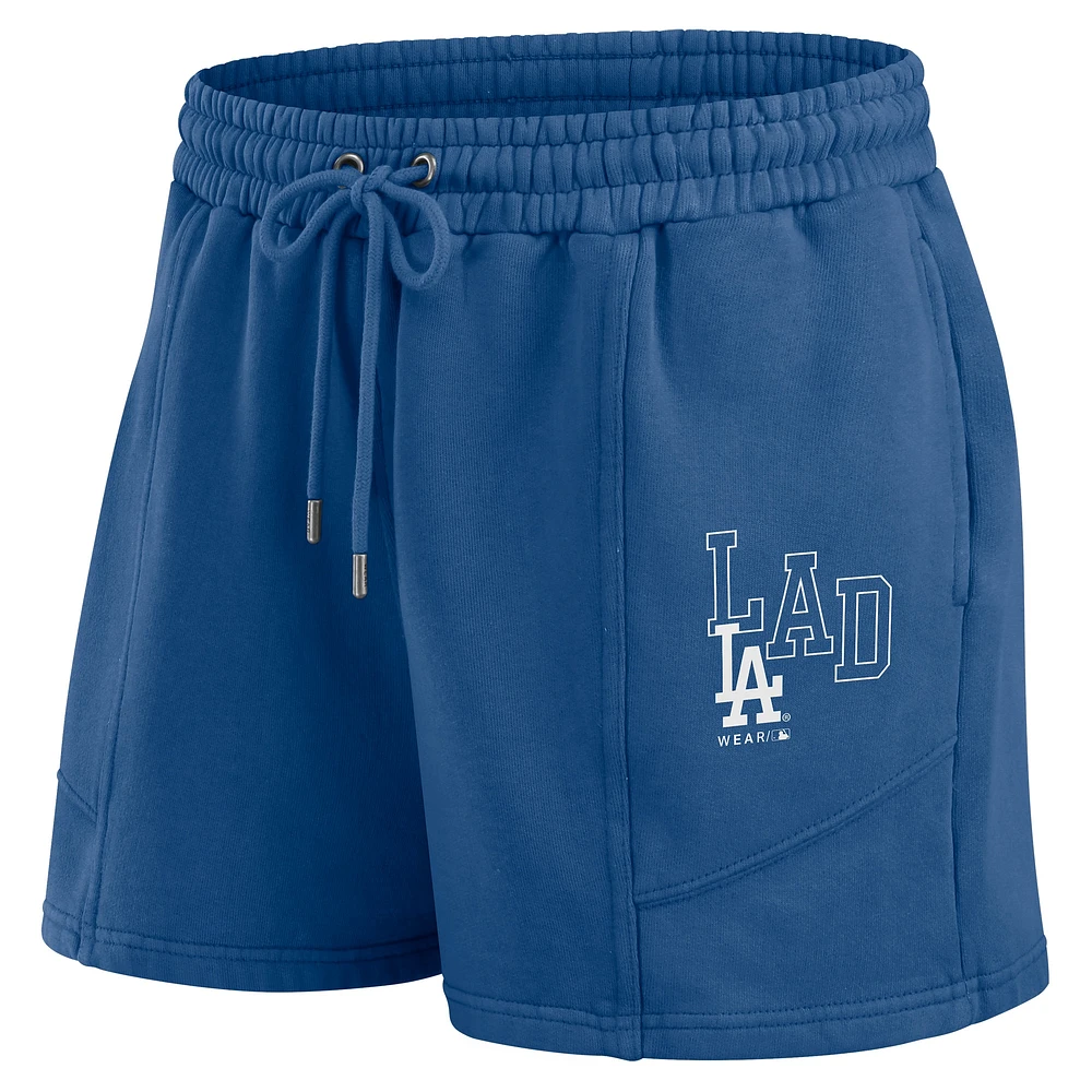 Ensemble de détente pour femme WEAR by Erin Andrews Royal Los Angeles Dodgers en molleton délavé avec sweat-shirt et short