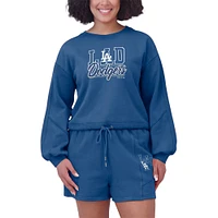 Women's WEAR by Erin Andrews  Royal Los Angeles Dodgers Washed Fleece Sweatshirt & Shorts Lounge Set