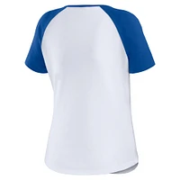 Women's WEAR by Erin Andrews White/Royal Los Angeles Dodgers Fitted Henley Raglan T-Shirt