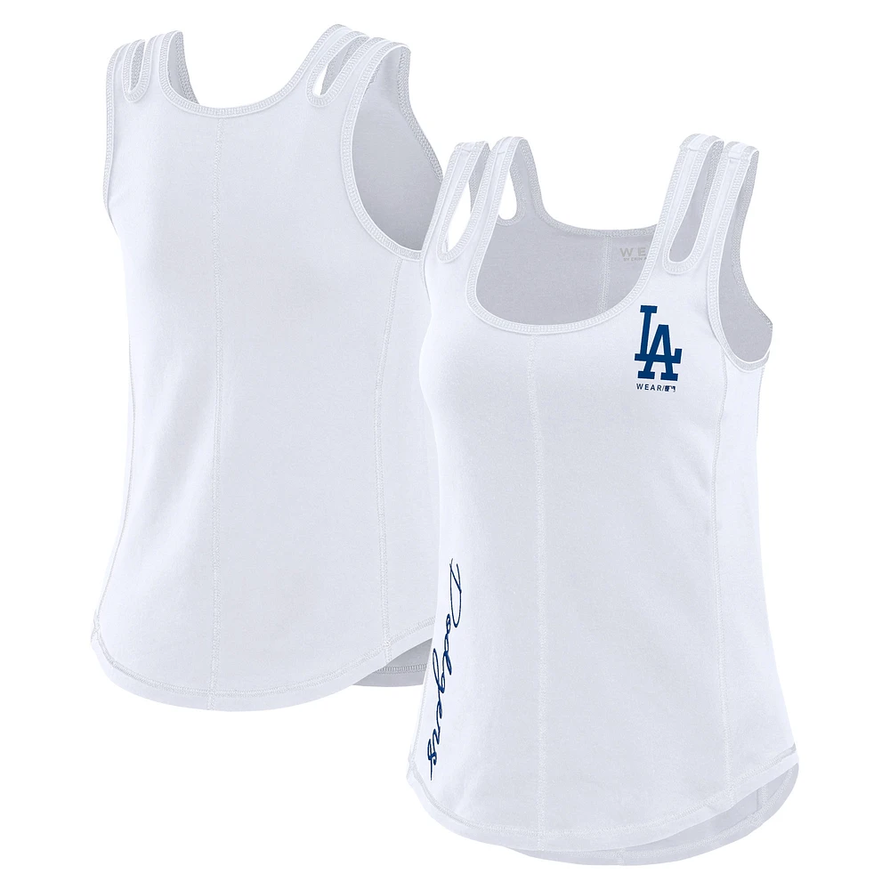 WEAR by Erin Andrews Débardeur blanc à coutures contrastées des Los Angeles Dodgers pour femmes