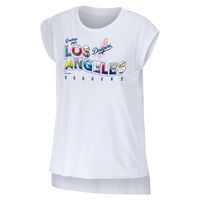 Women's WEAR by Erin Andrews White Los Angeles Dodgers Greetings From T-Shirt