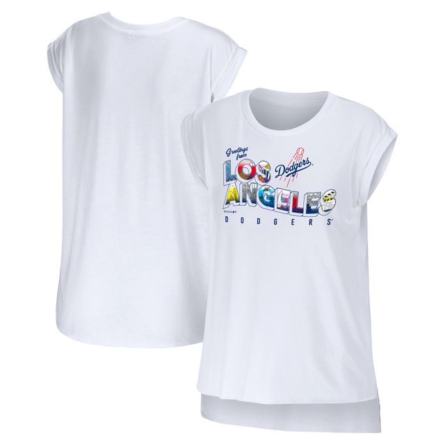 WEAR pour femmes par Erin Andrews T-shirt blanc Los Angeles Dodgers Salutations de