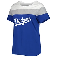 T-shirt à couleurs contrastées blanc/royal Los Angeles Dodgers grande taille pour femme