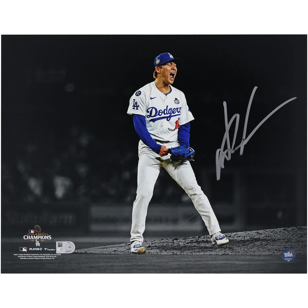 Yoshinobu Yamamoto Los Angeles Dodgers Autographed 2024 World Series Champions 11" x 14" Photograph