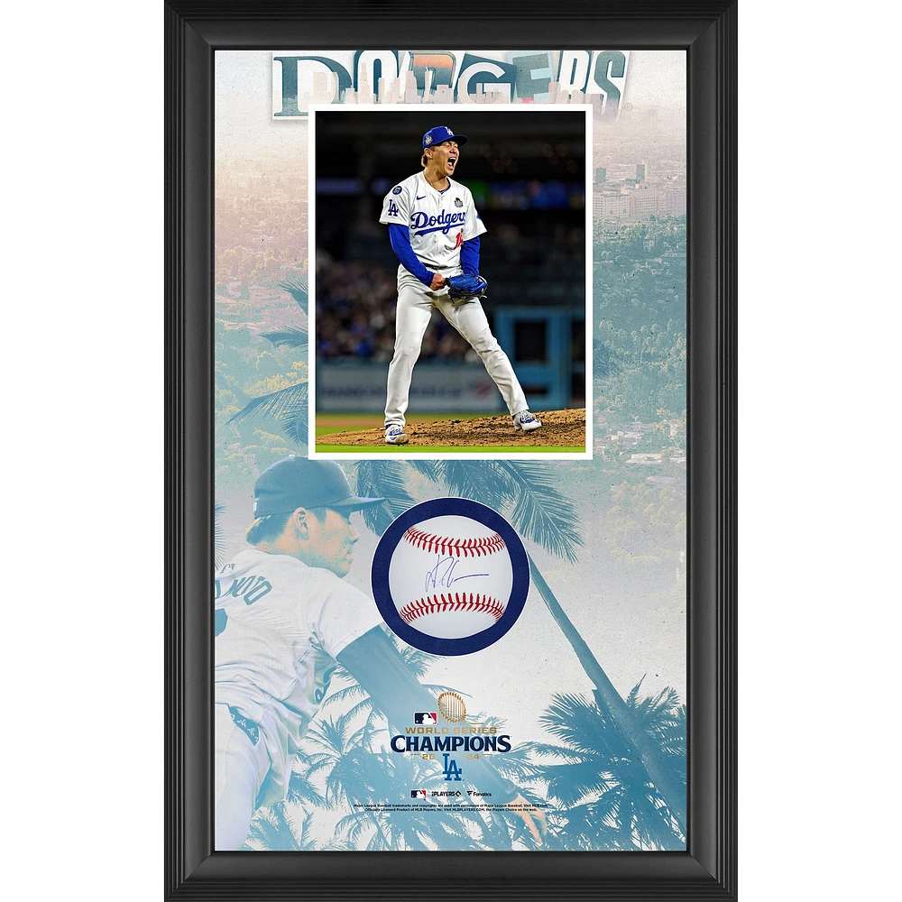 Yoshinobu Yamamoto Los Angeles Dodgers Autographed 2024 World Series Champions Baseball Shadow Box