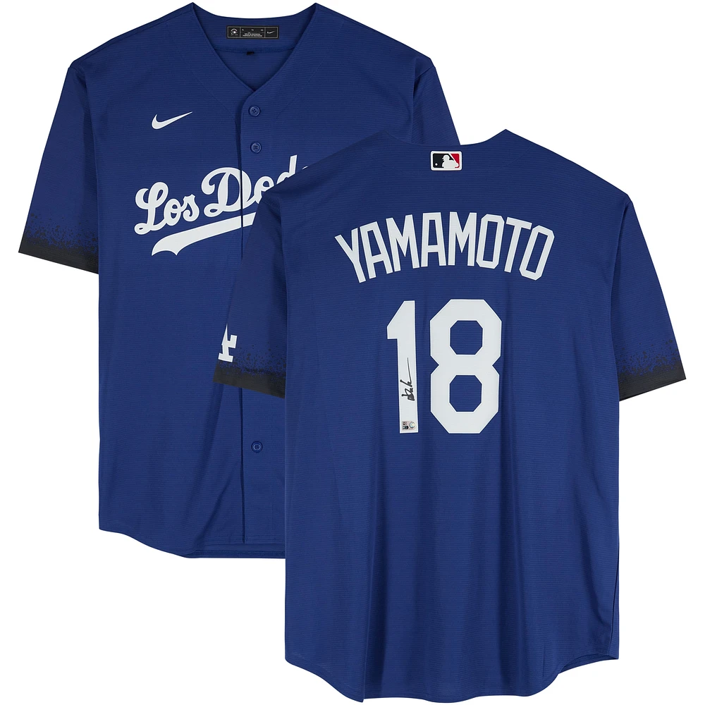 Yoshinobu Yamamoto Los Angeles Dodgers Autographed Nike Royal 2021 City Connect Replica Jersey 