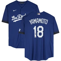 Yoshinobu Yamamoto Los Angeles Dodgers Autographed Nike Royal 2021 City Connect Replica Jersey 