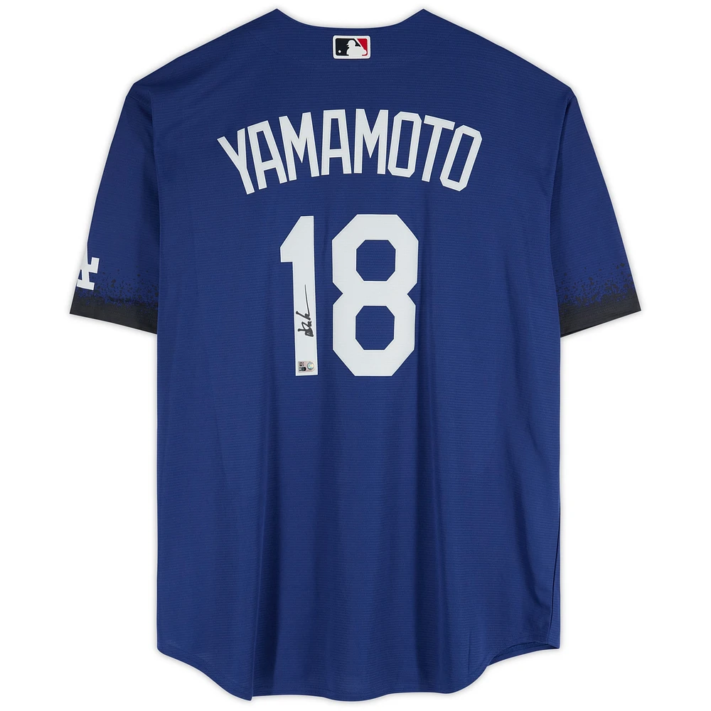 Yoshinobu Yamamoto Los Angeles Dodgers Autographed Nike Royal 2021 City Connect Replica Jersey 