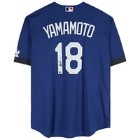 Yoshinobu Yamamoto Los Angeles Dodgers Autographed Nike Royal 2021 City Connect Replica Jersey 