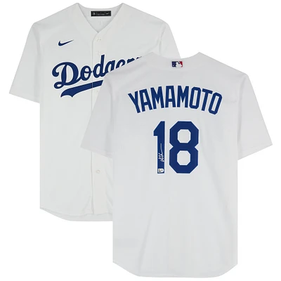 Yoshinobu Yamamoto Los Angeles Dodgers Autographed Nike White Replica Jersey 