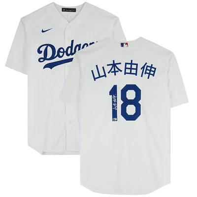 Yoshinobu Yamamoto Los Angeles Dodgers Autographed Nike White Replica Jersey - Kanji Signature