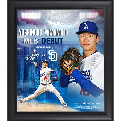 Collage encadré 15" x 17" de Yoshinobu Yamamoto des Dodgers de Los Angeles, début de la MLB 2024
