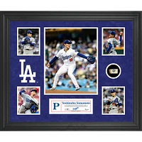 Yoshinobu Yamamoto Los Angeles Dodgers Framed 5-Photo Collage with a Piece of Game-Used Ball