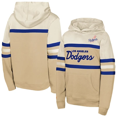 Youth Mitchell & Ness  Cream Los Angeles Dodgers Head Coach Pullover Hoodie