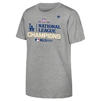 T-shirt fanatique des jeunes Heather Gray Los Angeles Dodgers Champions de la Ligue nationale 2024