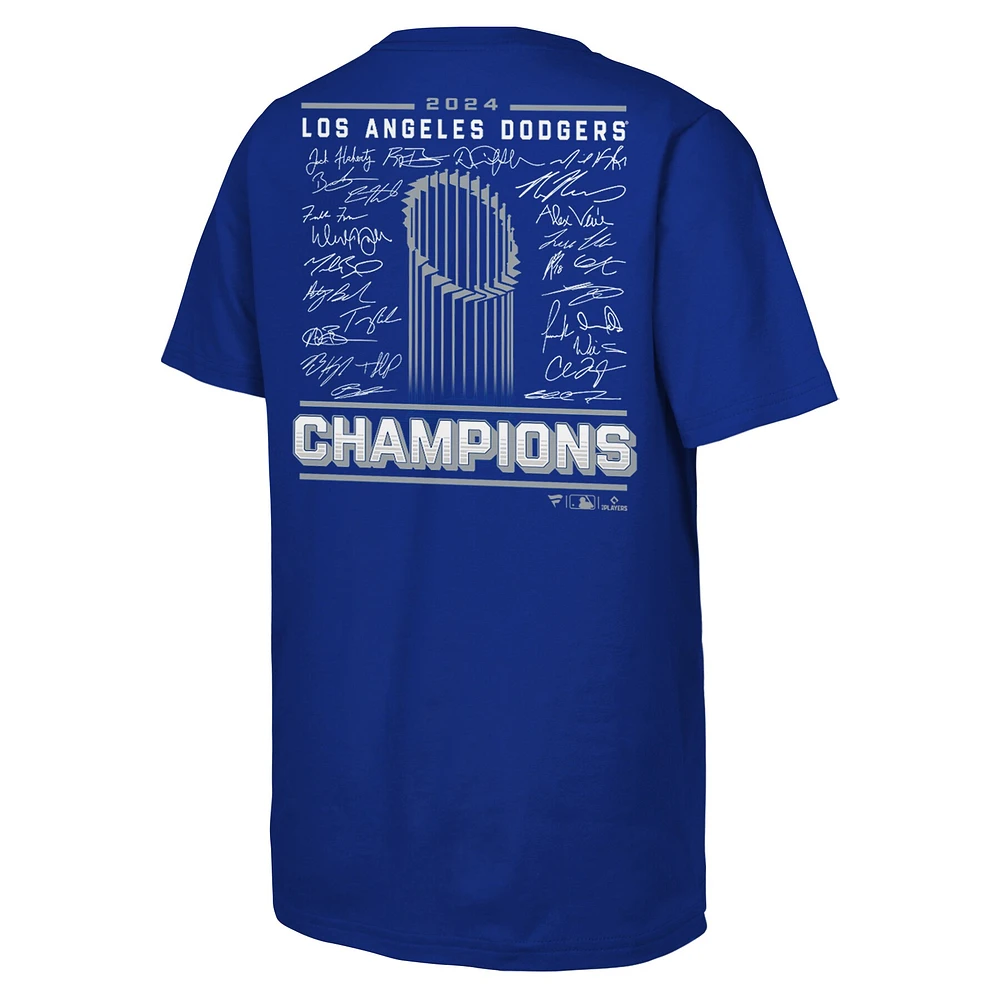 Youth Fanatics Royal Los Angeles Dodgers 2024 World Series Champions Signature Roster T-Shirt