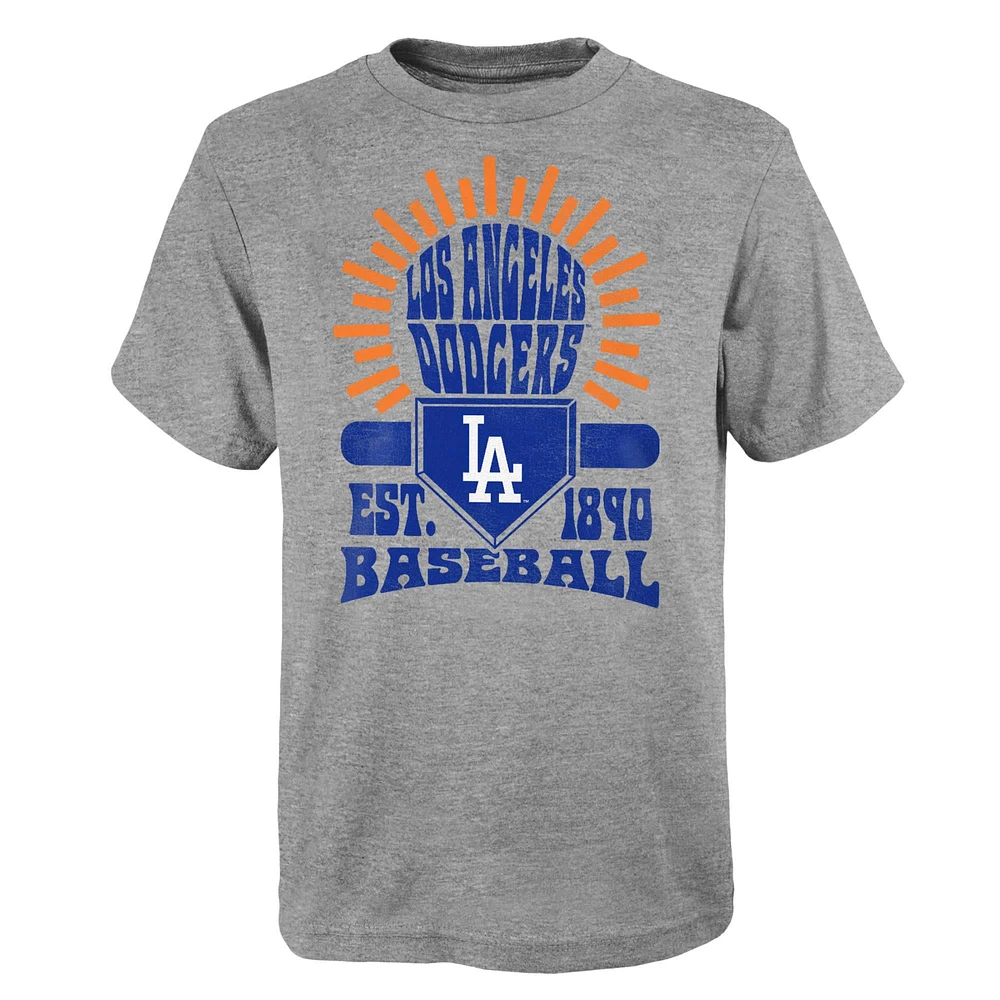 T-shirt gris Sun Burst des Dodgers de Los Angeles pour jeunes