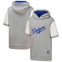 Sweat à capuche manches courtes gris chiné pour jeunes des Dodgers de Los Angeles