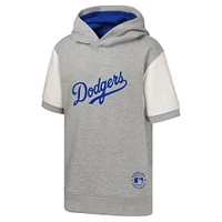 Sweat à capuche manches courtes gris chiné pour jeunes des Dodgers de Los Angeles