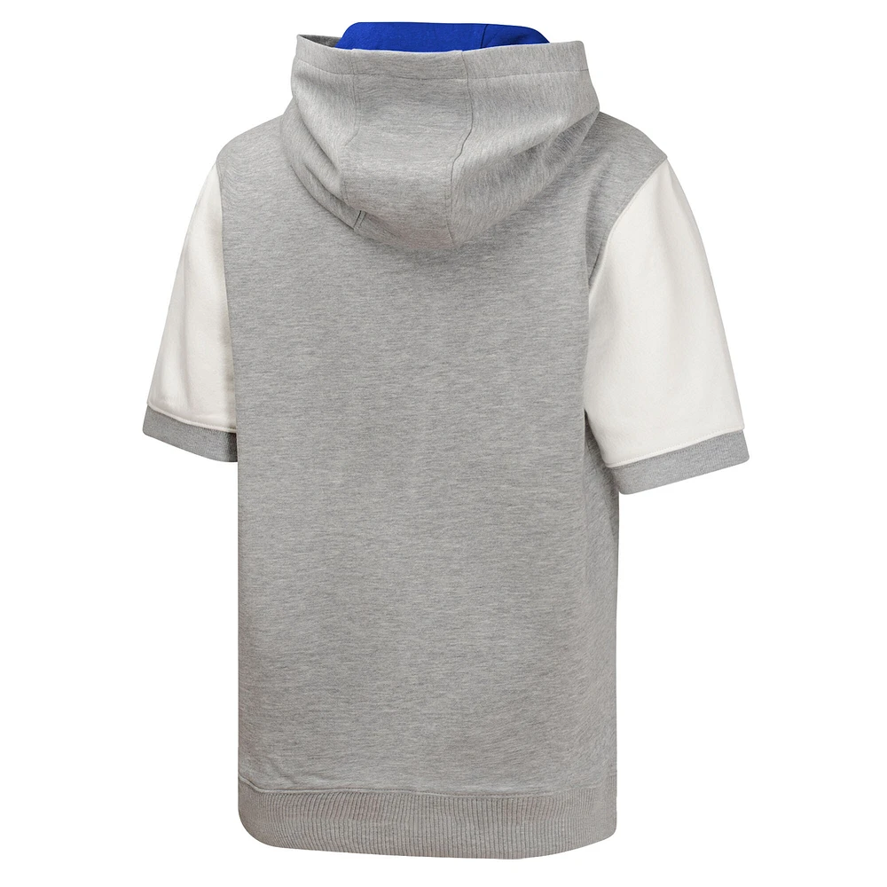 Sweat à capuche manches courtes gris chiné pour jeunes des Dodgers de Los Angeles