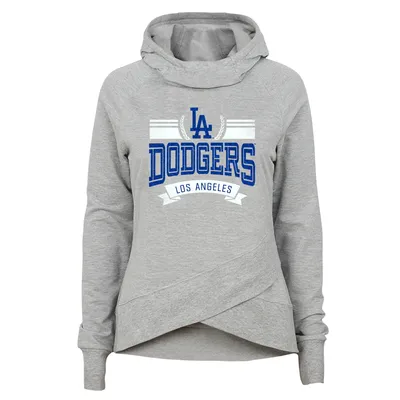 Men's Stitches Heathered Royal Los Angeles Dodgers Raglan Short Sleeve  Pullover Hoodie