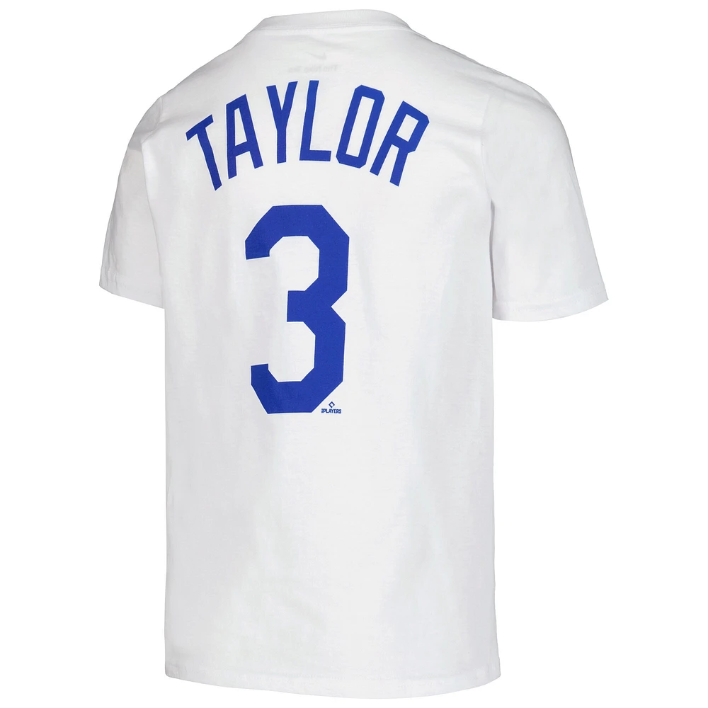 T-shirt blanc avec nom et numéro de joueur des Dodgers Los Angeles Chris Taylor Nike pour jeune