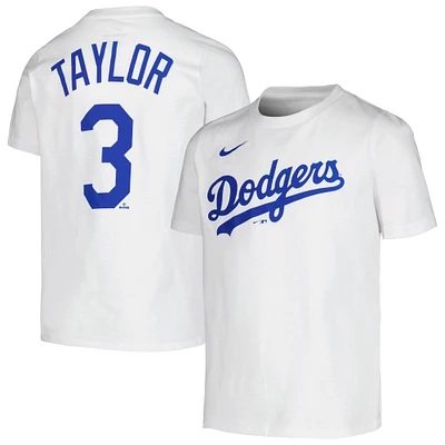 T-shirt blanc avec nom et numéro de joueur des Dodgers Los Angeles Chris Taylor Nike pour jeune