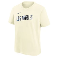 T-shirt Nike crème pour jeunes des Dodgers de Los Angeles 2024 City Connect avec le mot-symbole