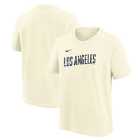 T-shirt Nike crème pour jeunes des Dodgers de Los Angeles 2024 City Connect avec le mot-symbole