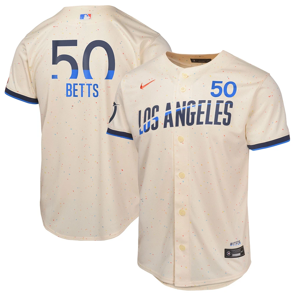 Maillot de joueur Nike Mookie Betts crème Los Angeles Dodgers 2024 City Connect Limited pour jeune