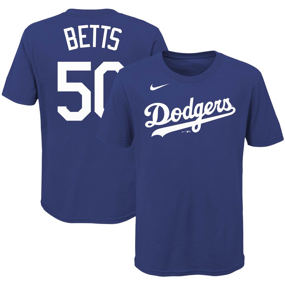 Youth Nike Mookie Betts Royal Los Angeles Dodgers Player Name & Number - T-Shirt