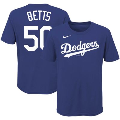 Youth Nike Mookie Betts Royal Los Angeles Dodgers Player Name & Number - T-Shirt