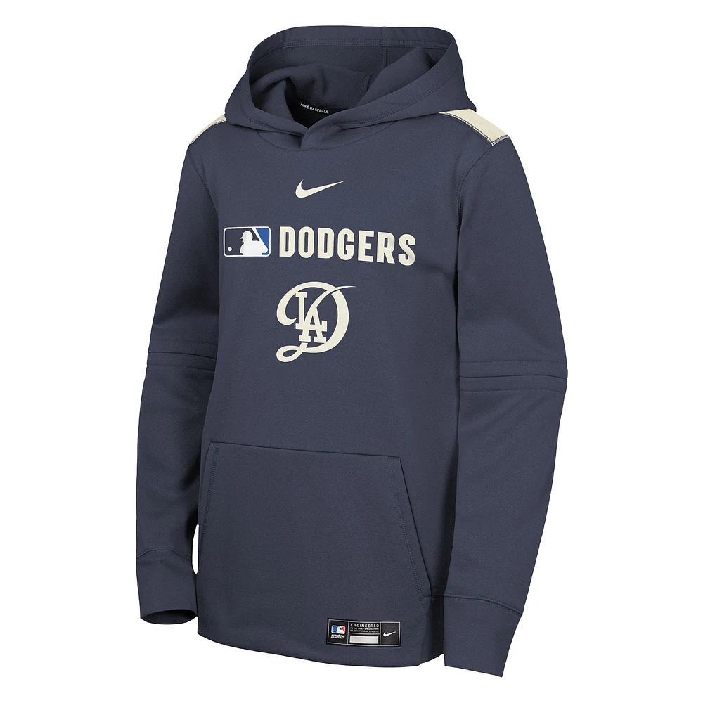 Youth Nike Navy Los Angeles Dodgers City Connect Authentic Collection Performance Pullover Hoodie