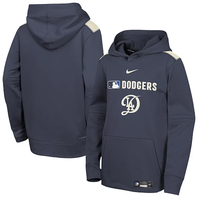 Youth Nike Navy Los Angeles Dodgers City Connect Authentic Collection Performance Pullover Hoodie