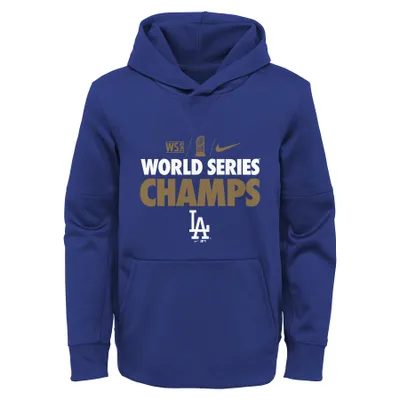 Youth Nike Royal Los Angeles Dodgers 2020 World Series Champions Gold Fleece Pullover Hoodie