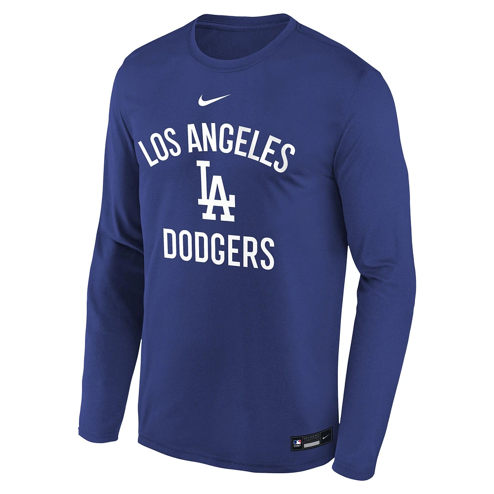 T-shirt à manches longues Nike Royal Los Angeles Dodgers Authentic Collection Legend Performance pour jeune