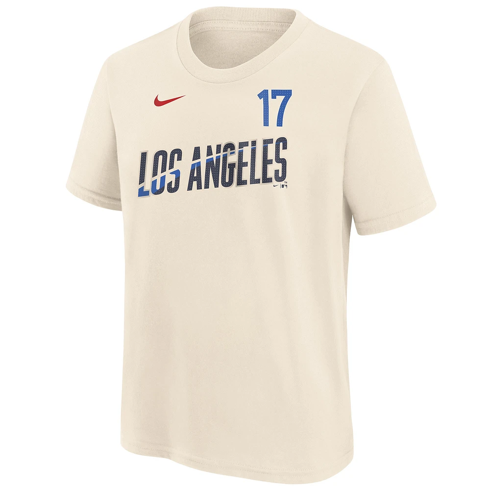 Youth Nike Shohei Ohtani Cream Los Angeles Dodgers 2024 City Connect Fuse Name & Number T-Shirt