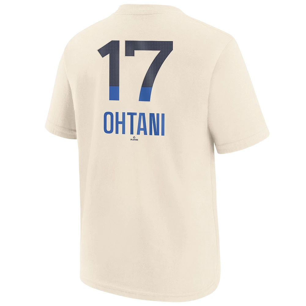 Youth Nike Shohei Ohtani Cream Los Angeles Dodgers 2024 City Connect Fuse Name & Number T-Shirt