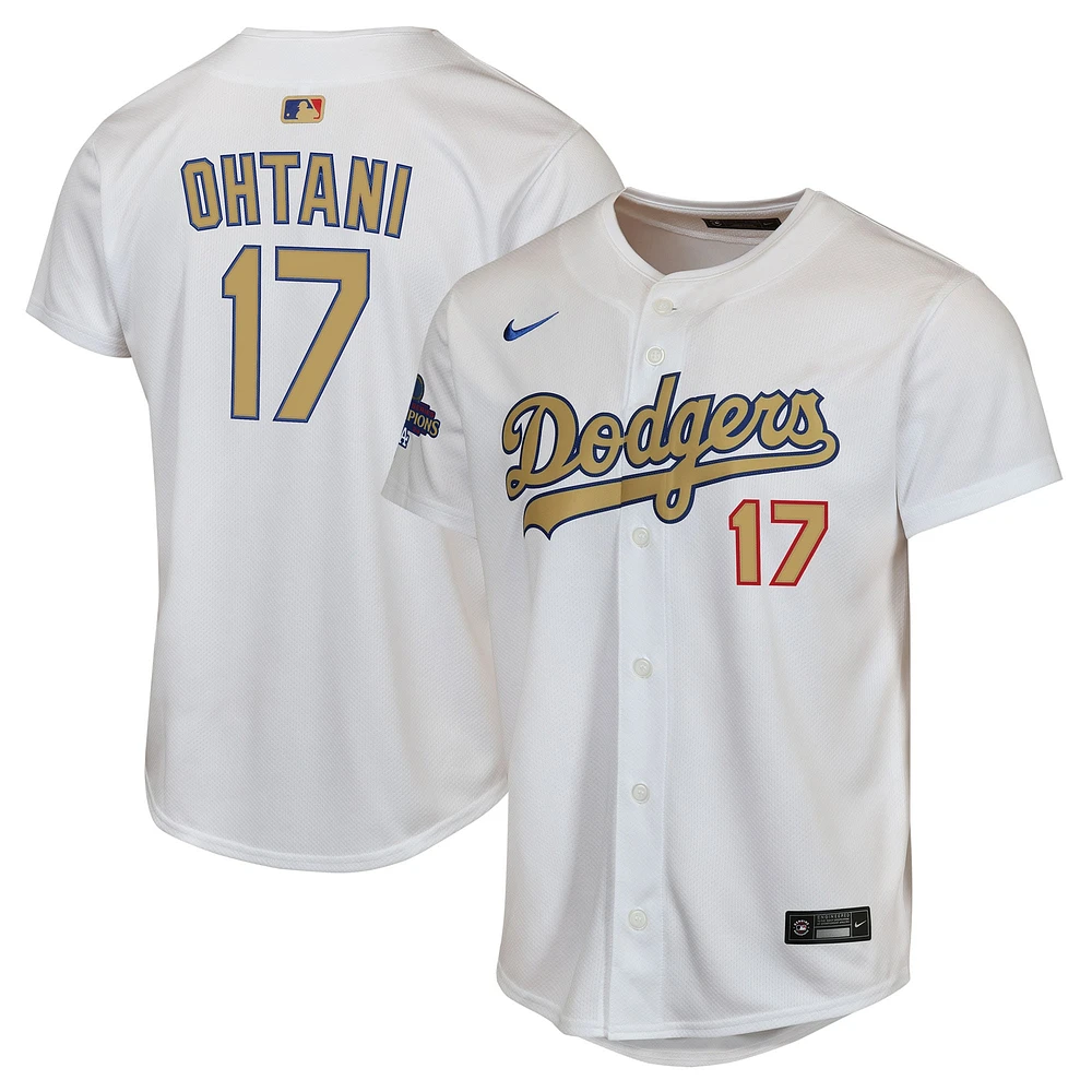 Youth Nike Shohei Ohtani White Los Angeles Dodgers 2025 Gold Collection Limited Jersey