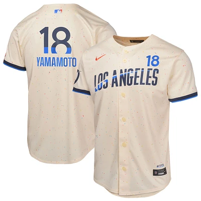 Maillot de joueur Nike Yoshinobu Yamamoto crème Los Angeles Dodgers 2024 City Connect Limited pour jeune