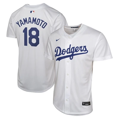 Maillot de joueur réplique à domicile Nike Yoshinobu Yamamoto pour jeune des Dodgers Los Angeles, blanc