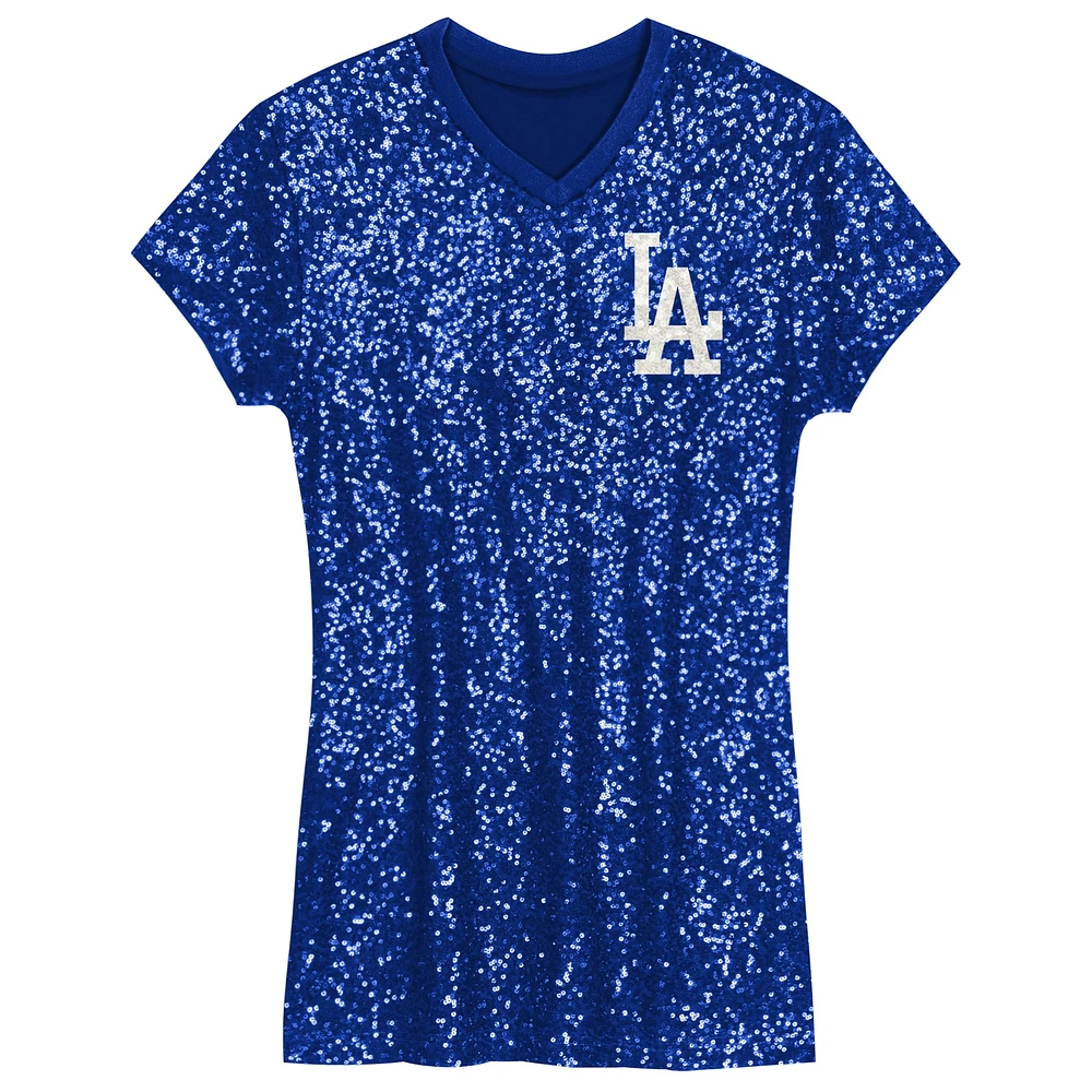 Robe à sequins col en V pour jeunes Royal Los Angeles Dodgers