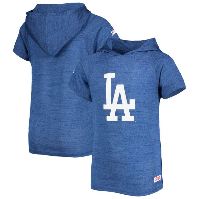 Stitches Youth Stitches Heathered Royal Los Angeles Dodgers Raglan Short  Sleeve Pullover Hoodie