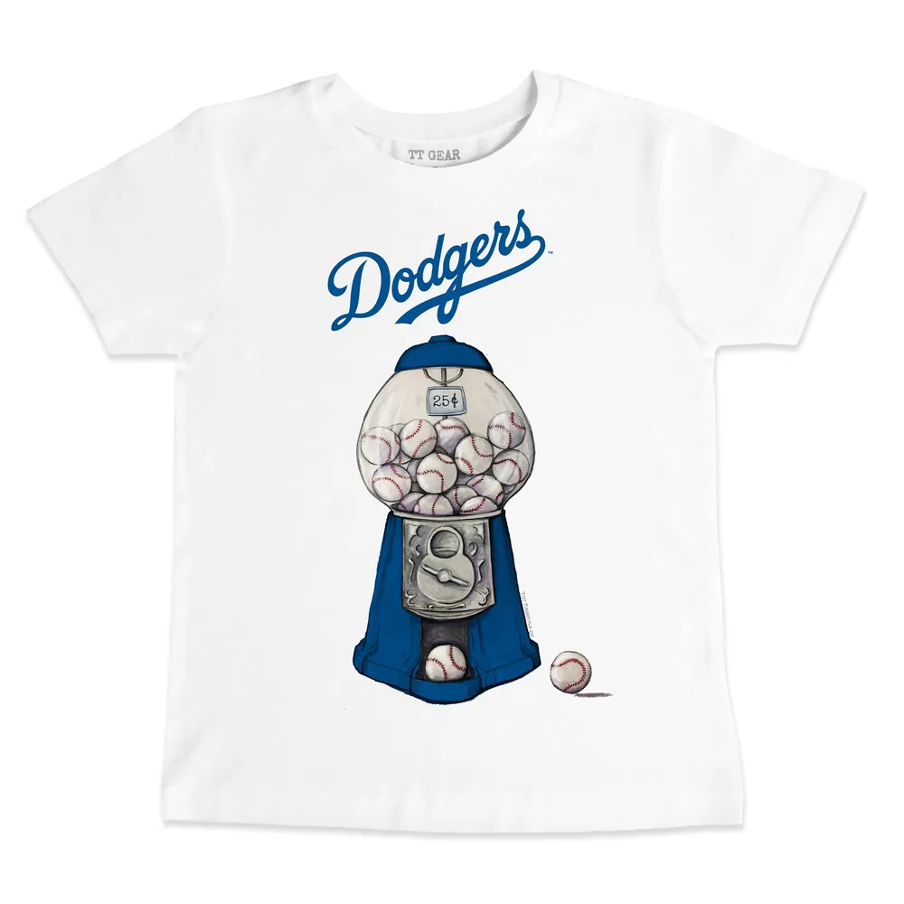 Tiny Turnip Los Angeles Dodgers Youth White Baseball Bow T-Shirt
