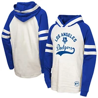 Sweat à capuche raglan colorblock blanc/bleu roi des Dodgers de Los Angeles