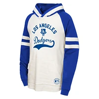 Sweat à capuche raglan colorblock blanc/bleu roi des Dodgers de Los Angeles