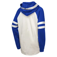 Sweat à capuche raglan colorblock blanc/bleu roi des Dodgers de Los Angeles