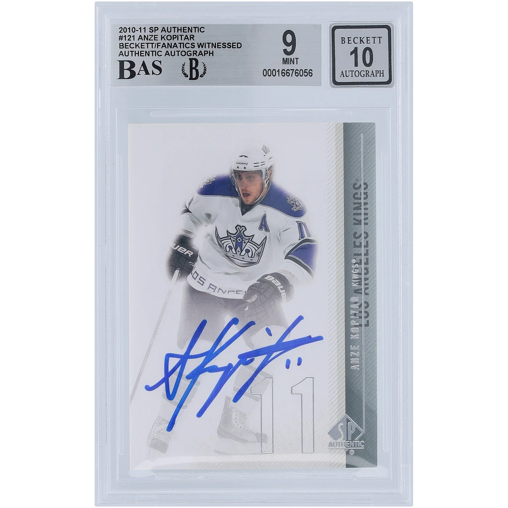 Anze Kopitar Los Angeles Kings dédicacé 11 Upper Deck SP Authentique # 121 Beckett Fanatics Témoin Authentifié Carte 9/10